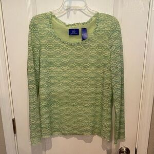 J.H. Collectibles Green Lace Blouse - L